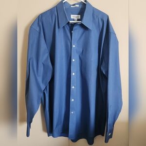 Joseph & Feiss Men's Solid Blue Dress Shirt Non-Iron Long Sleeved